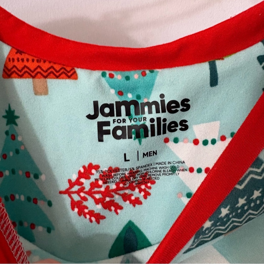 Men's Holiday Tree Print Pajama Set - Light Aqua - Picture 6 of 6